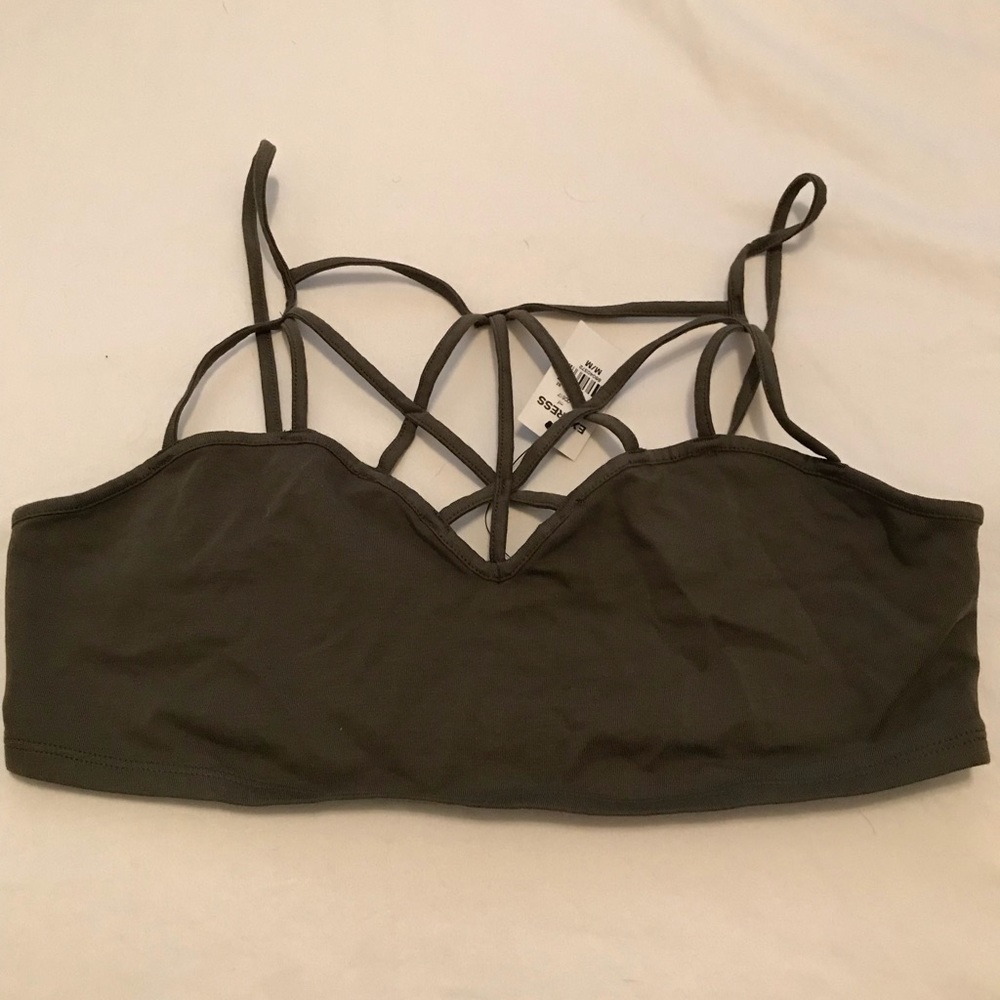 Hunter green strappy bralette